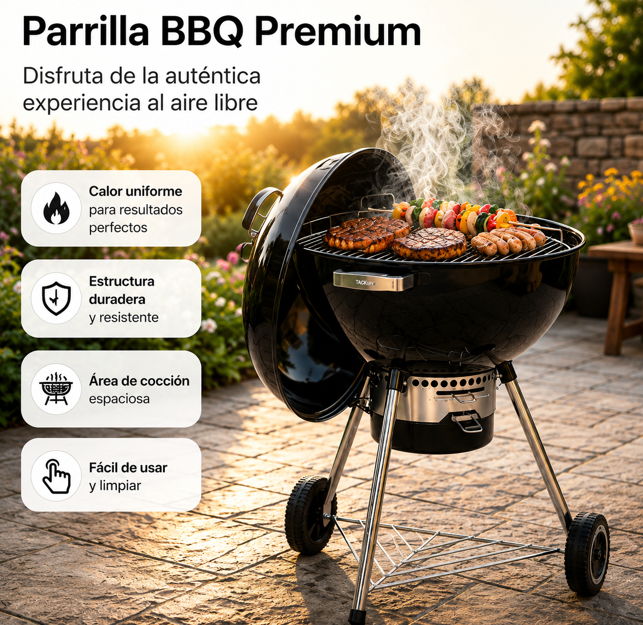 Barbacoa Portátil de Carbón Redonda Con Tapa