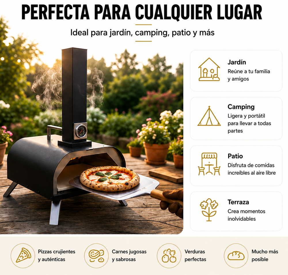 Horno Barbacoa De Carbón Para Pizza Con Chimenea Integrada Y Parrilla