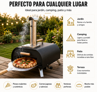 Horno De Pizza Portátil A Carbón Con Chimenea Y Termómetro Integrado