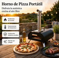 Horno De Pizza Portátil A Carbón Con Chimenea Y Termómetro Integrado