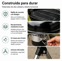 Barbacoa Portátil de Carbón Redonda Con Tapa