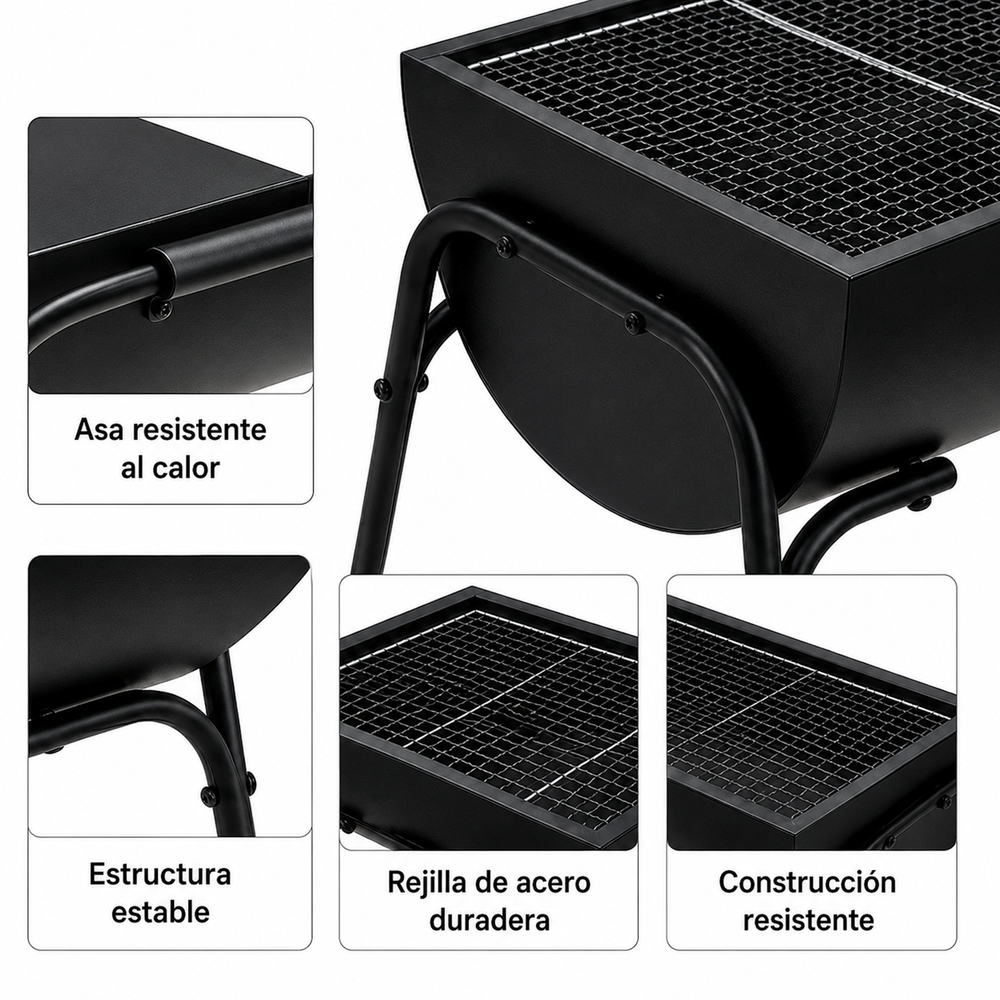 Barbacoa Portátil De Carbón Exterior Con Parrilla Grande