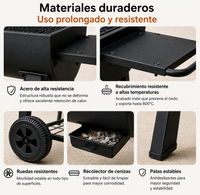 Barbacoa Portátil De Carbón Parrilla Grande Con Ruedas