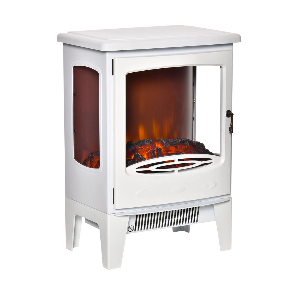 Chimenea Eléctrica 900W/1800W con Efecto de Llama Temperatura Ajustable y Protección Sobrecalentamiento Blanco