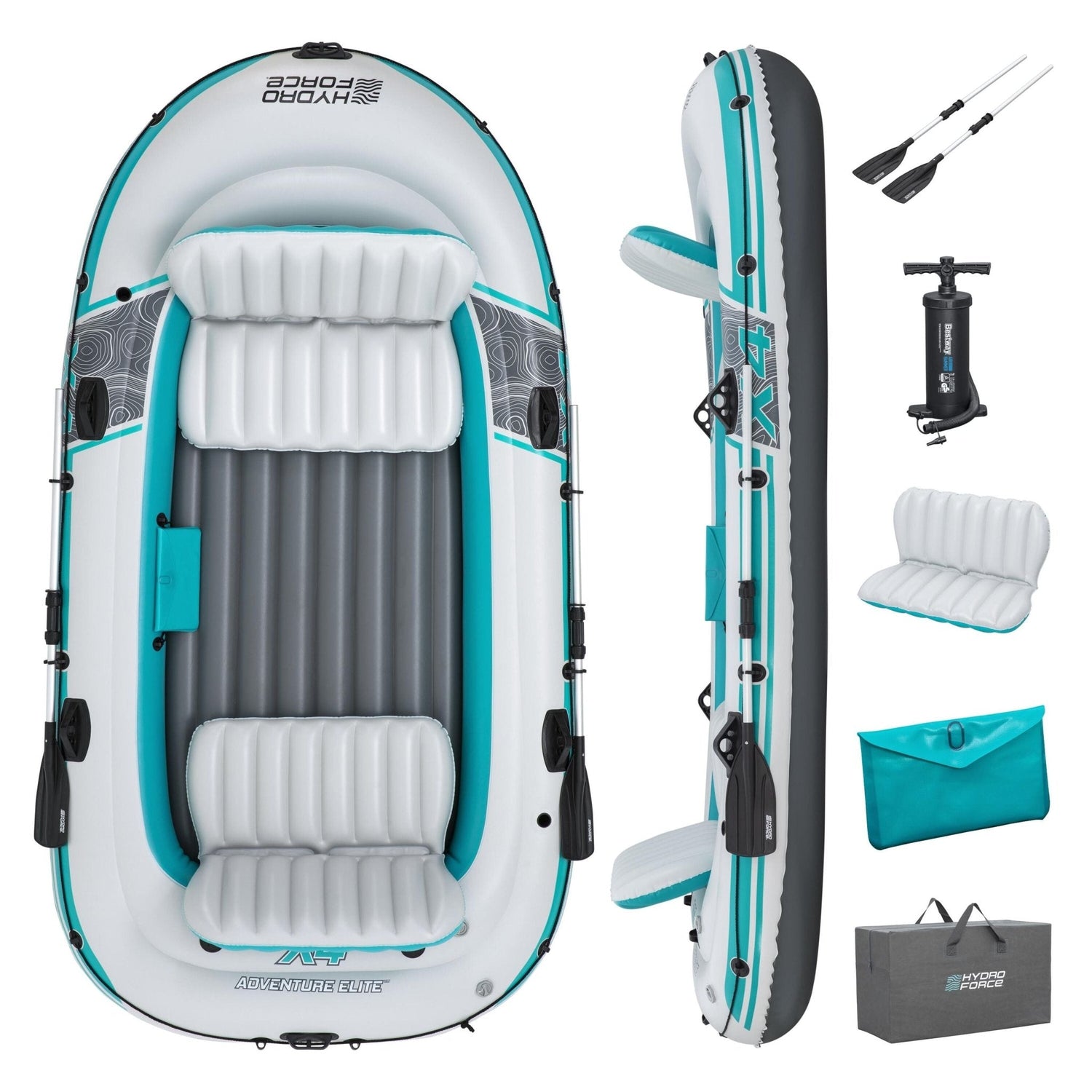 Bestway – Barca hinchable Hydro-Force Adventure Elite X4 Raft Set (315 × 165 cm)