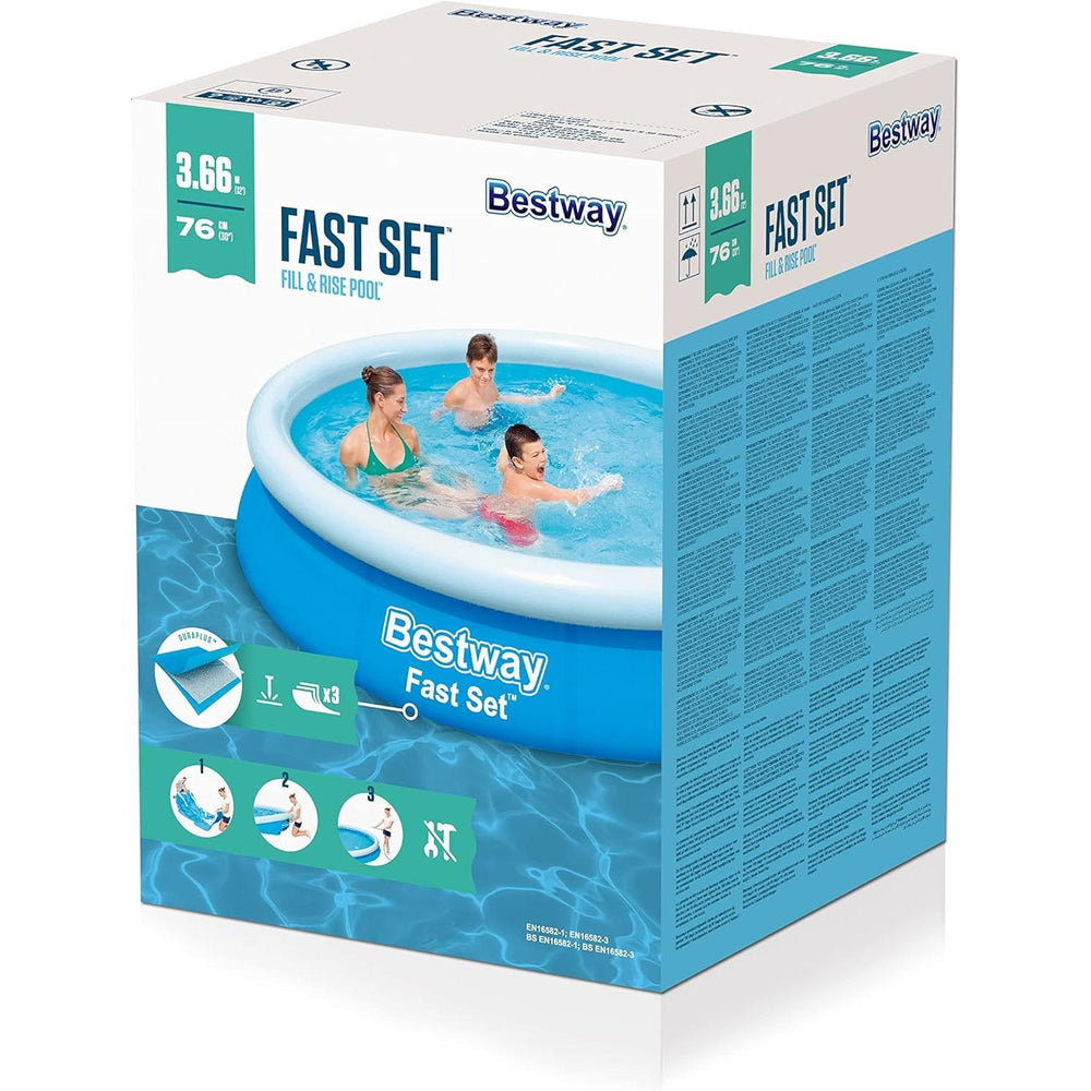Bestway - Piscina hinchable Fast Set 366 x 76 cm redonda azul