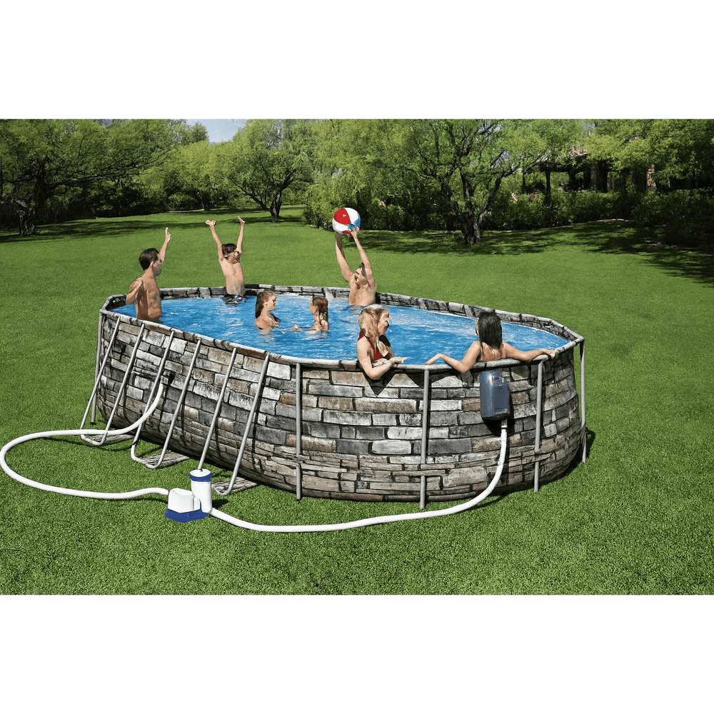 Bestway – Power Steel piscina desmontable ovalada (610 × 366 × 122 cm)