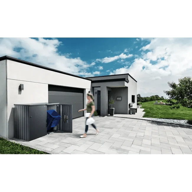 Biohort – Alex contenedor de cubos de basura modular con ruedas Gris oscuro metálico