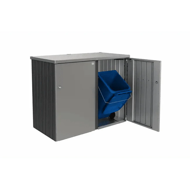Biohort – Alex contenedor de cubos de basura modular con ruedas Gris cuarzo metálico