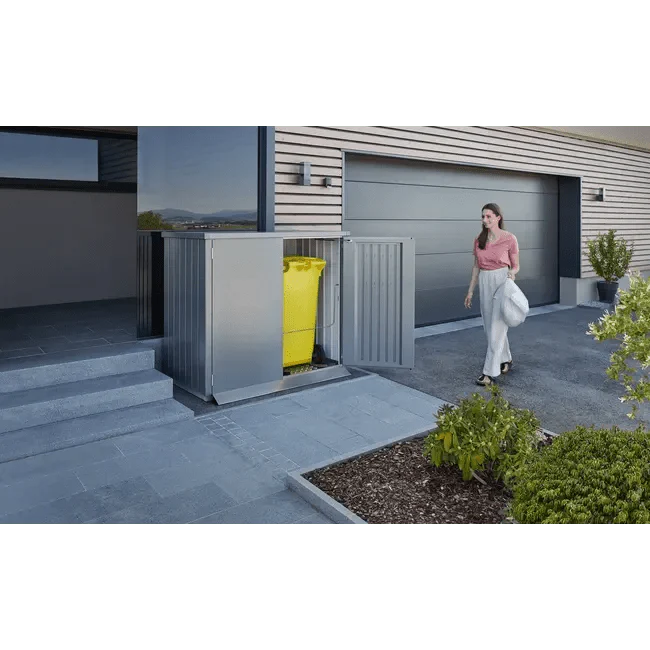 Biohort – Alex contenedor doble de cubos de basura modular con ruedas Gris cuarzo metálico