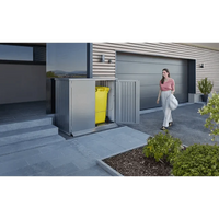 Biohort – Alex contenedor doble de cubos de basura modular con ruedas Gris cuarzo metálico