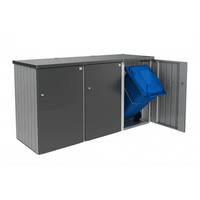 Biohort – Alex contenedor doble de cubos de basura modular con ruedas Gris oscuro metálico