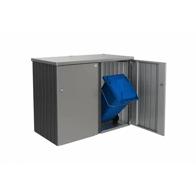 Biohort – Alex contenedor doble de cubos de basura modular con ruedas Gris oscuro metálico