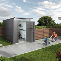 Biohort – AvantGarde Eco Caseta metálica de jardín con techo en atril Gris oscuro metálico