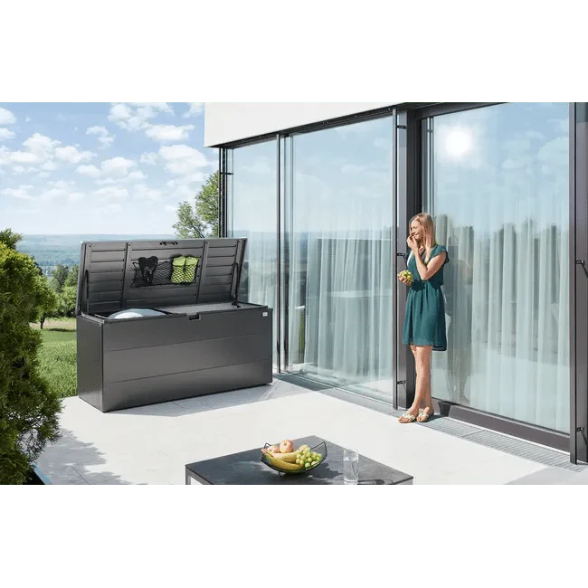 Biohort – StyleBox baúl metálico de diseño para exterior Gris cuarzo metálico