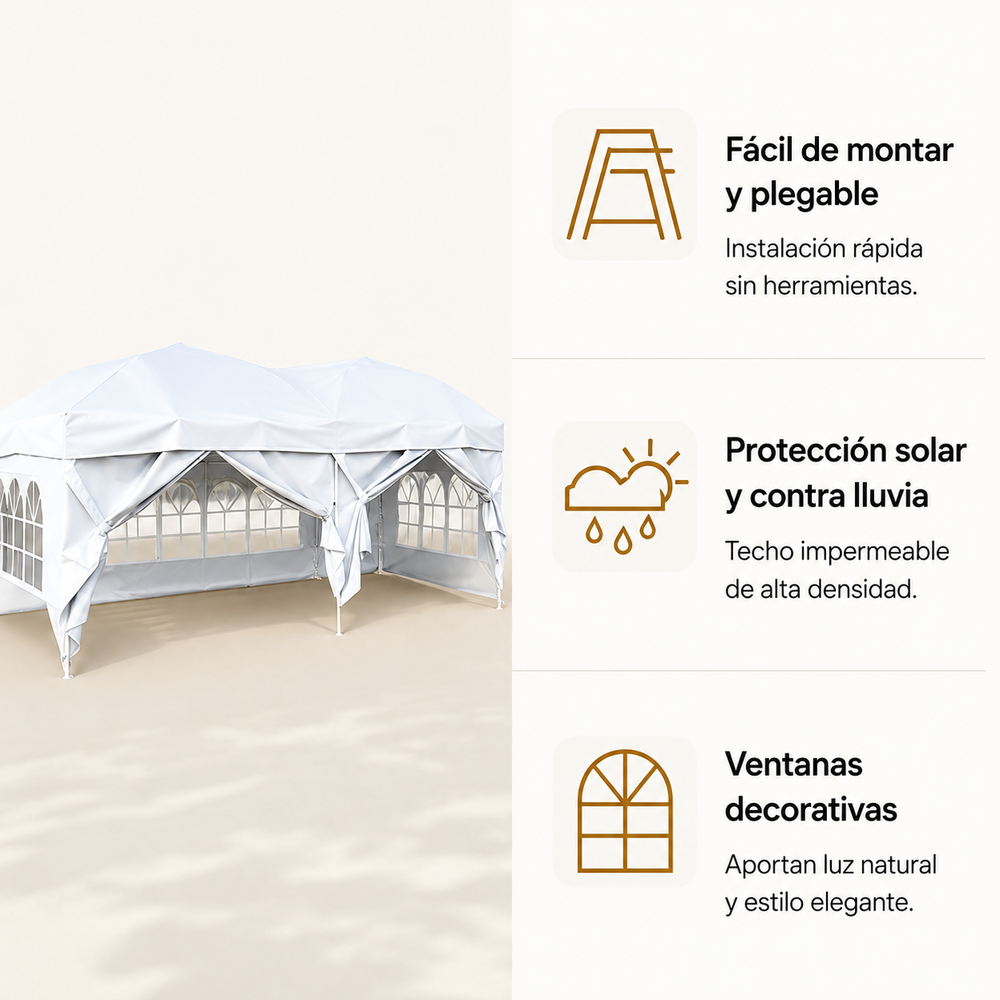 Carpa Plegable 6x3 M Con 6 Paredes Y Estructura Reforzada