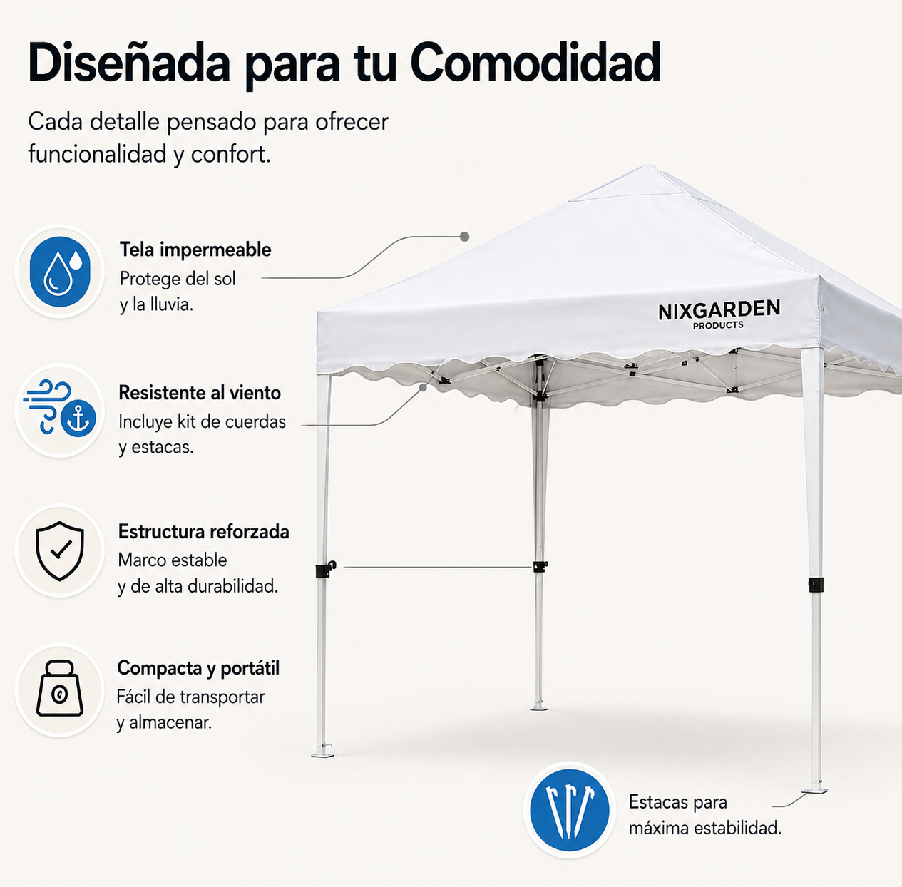 Carpa Impermeable 3x3 m Plegable