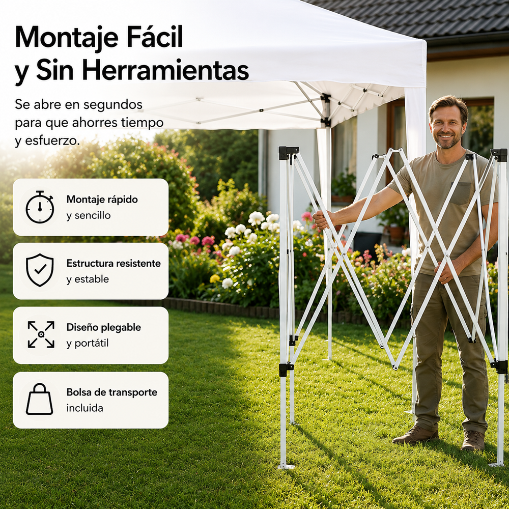 Carpa Impermeable 3x3 m Plegable