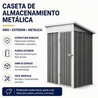 Caseta Metálica de Jardín 158x82,8x185 cm Puerta Exterior