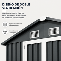 Caseta Metálica Exterior Con Puertas Dobles Abatibles 267,5 × 199 × 197 cm