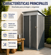Caseta Metálica de Jardín 158x82,8x185 cm Puerta Exterior