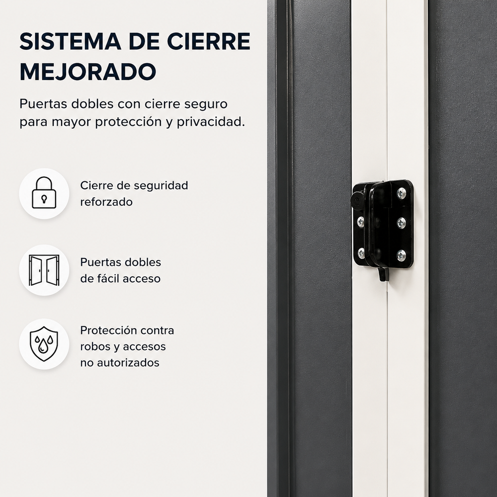 Caseta Metálica Exterior Con Puertas Dobles Abatibles 267,5 × 199 × 197 cm
