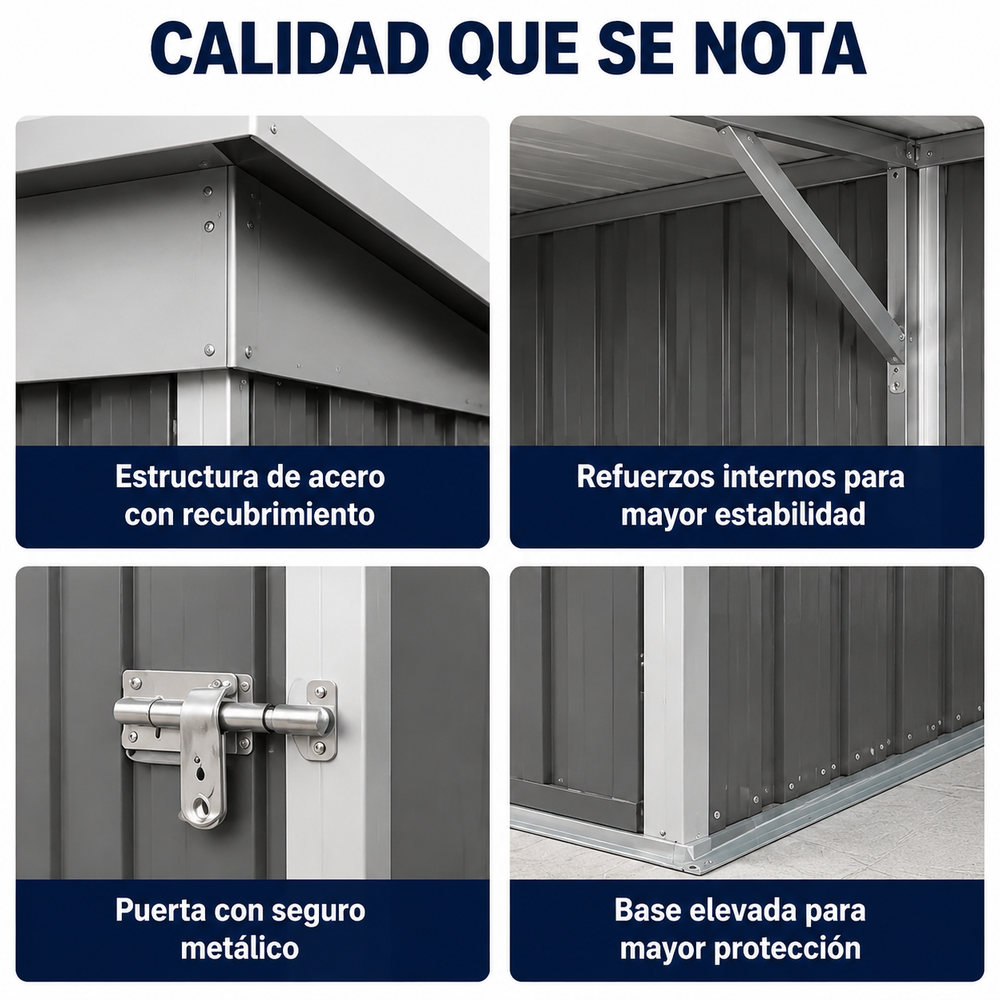 Caseta Metálica de Jardín 158x82,8x185 cm Puerta Exterior