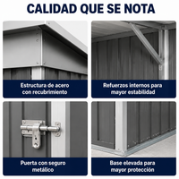 Caseta Metálica de Jardín 158x82,8x185 cm Puerta Exterior