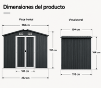 Caseta Metálica Exterior Con Puertas Dobles Abatibles 267,5 × 199 × 197 cm