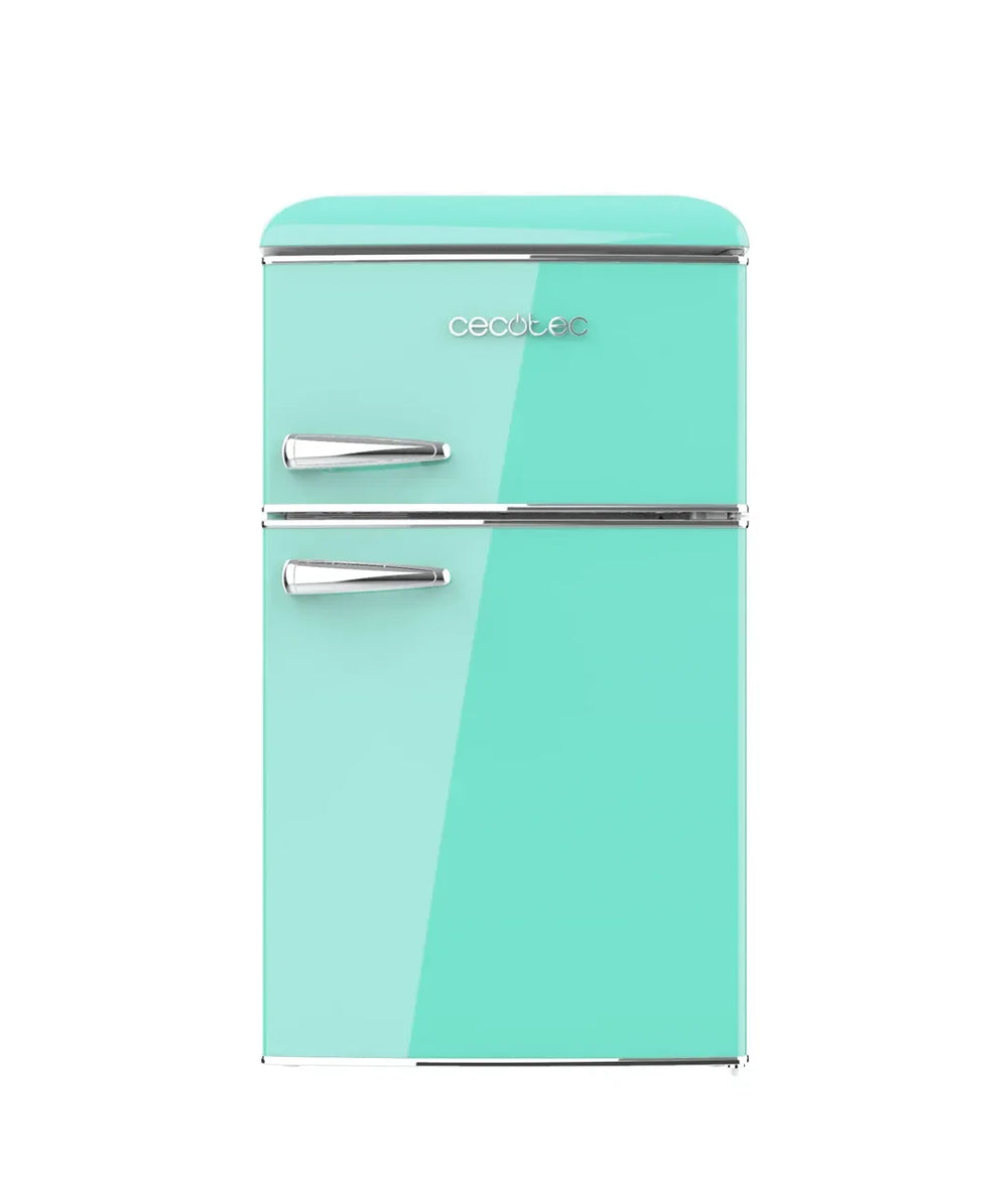 Mini Frigorífico Retro Verde 86L con Luz LED y Diseño Vintage Eficiente de Cecotec