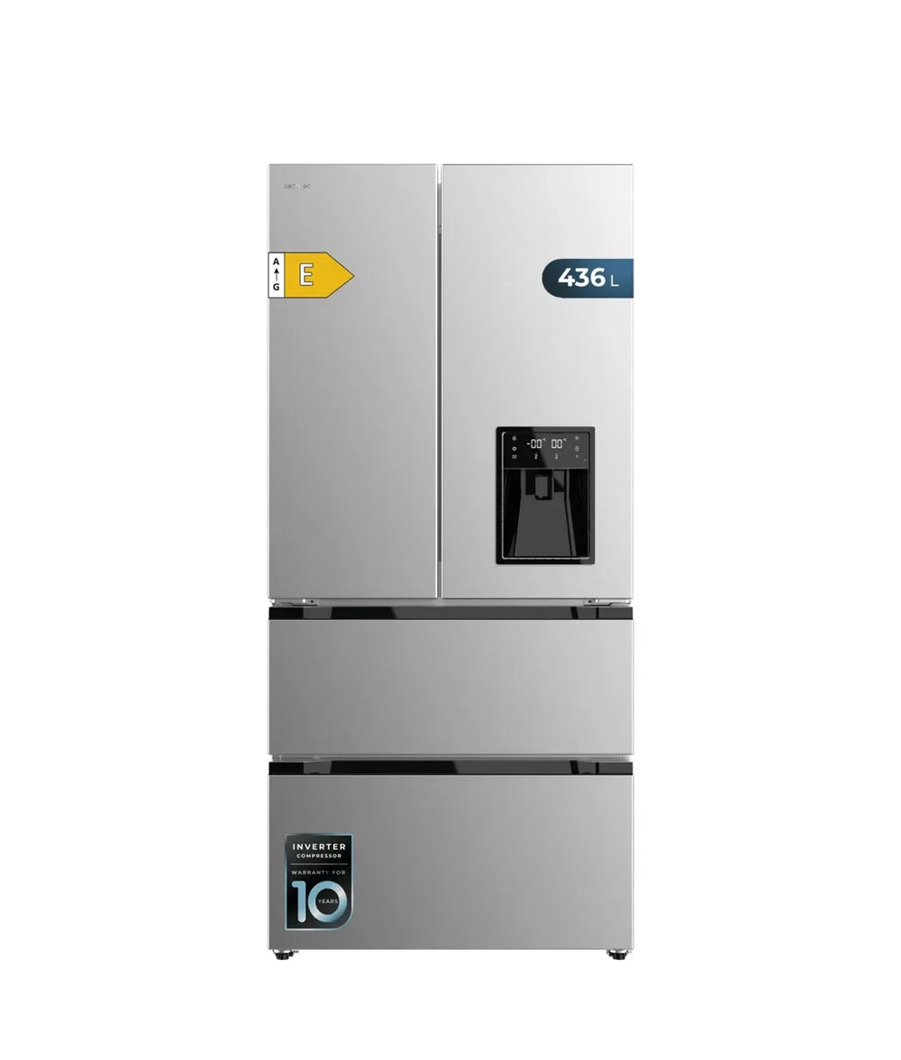 Frigorífico French Door Inox con Inverter Plus y No Frost, 436L, Clase E de Cecotec