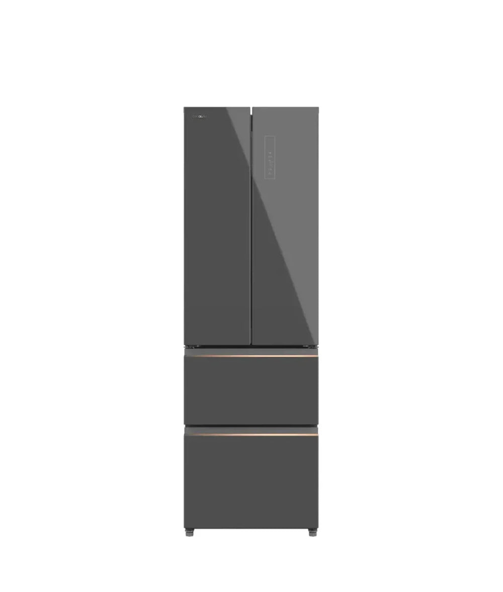Frigorífico French Door 4 Puertas, 400L, NoFrost, Cristal Gris, Eficiencia E de Cecotec