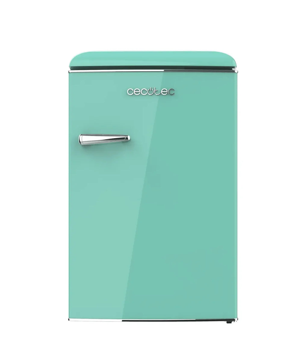 Mini Frigorífico Retro Verde 110L con Icebox y Luz Interior, Clase E Eficiente de Cecotec