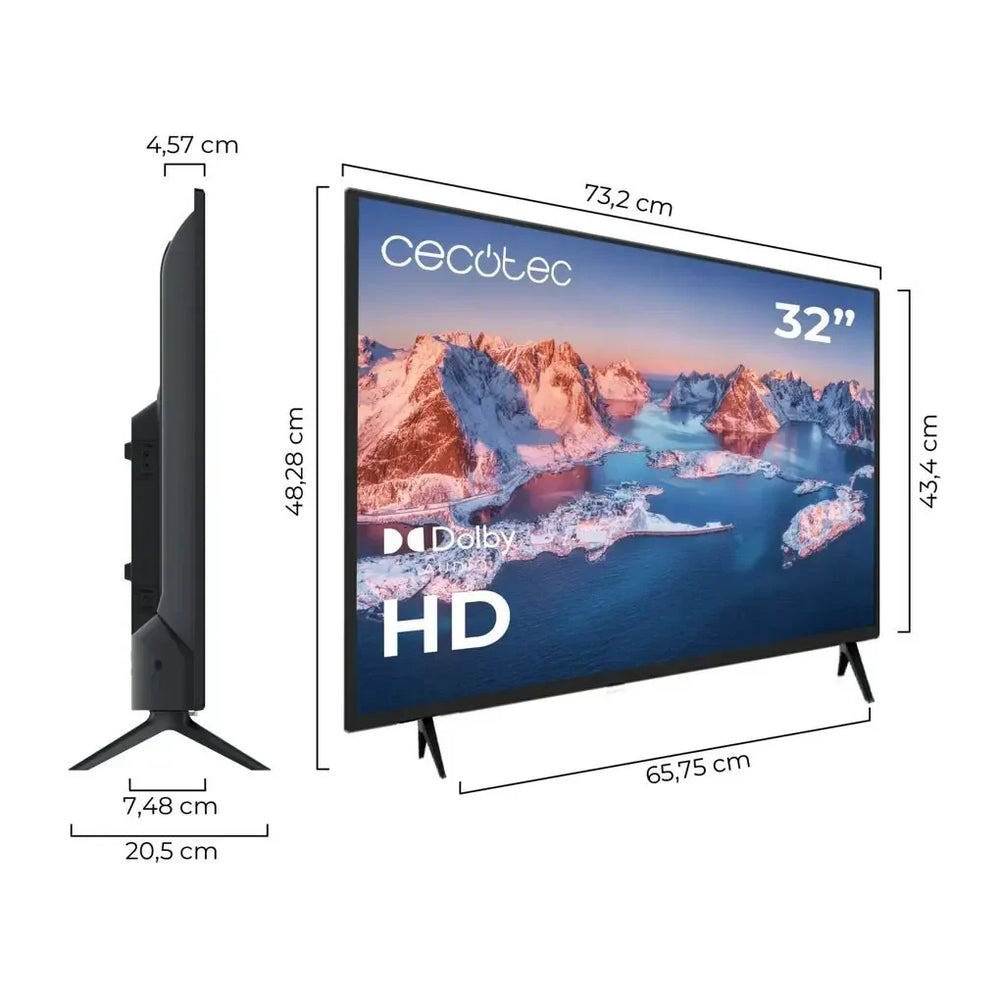 Televisor LED 32 pulgadas HD con Dolby y memoria flash para disfrutar al máximo de tus series favoritas de Cecotec