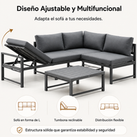 Conjunto De Jardín Sofá Esquinero Modular De Aluminio Antracita