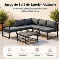 Conjunto De Jardín Sofá Esquinero Modular De Aluminio Antracita