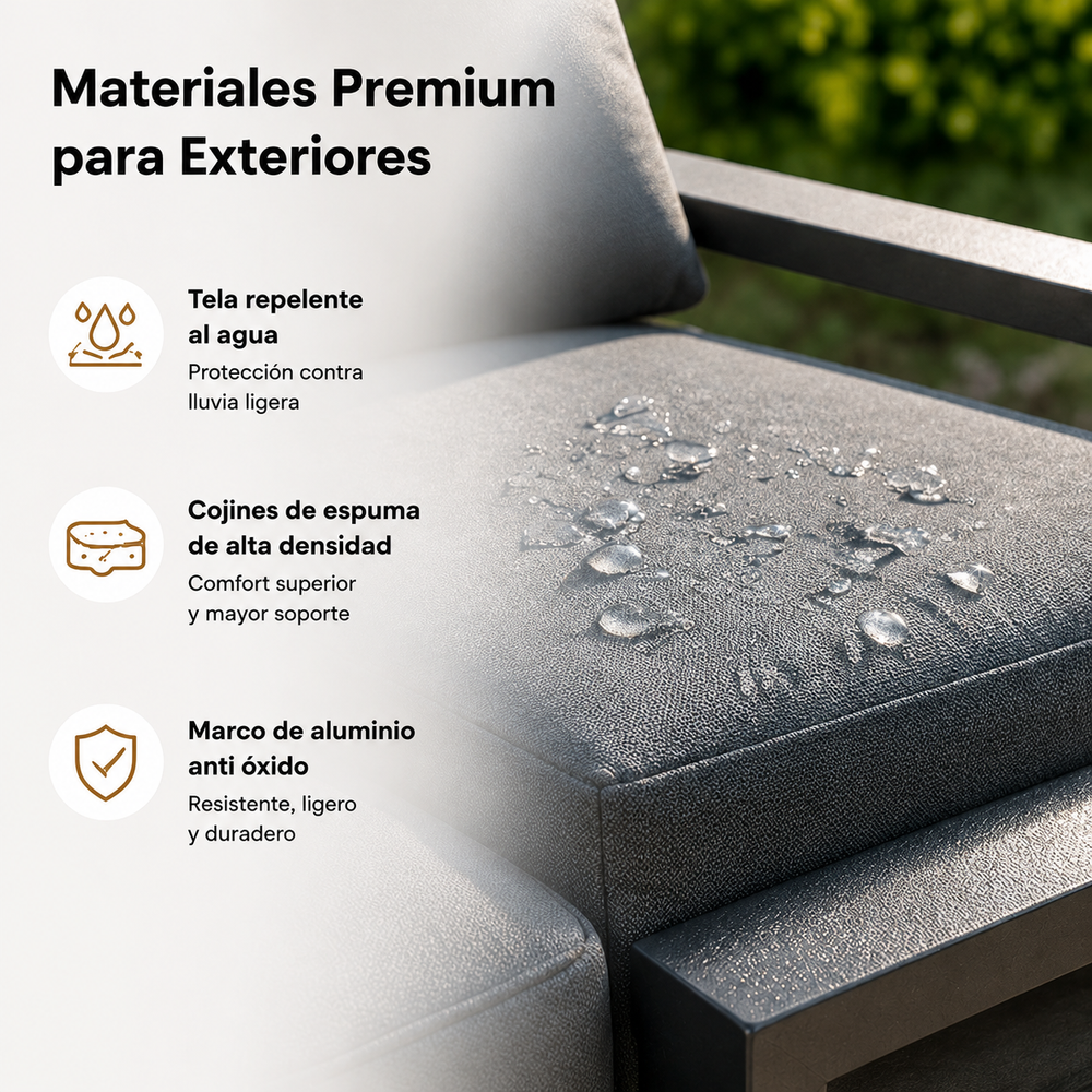 Conjunto De Jardín Sofá Esquinero Modular De Aluminio Antracita