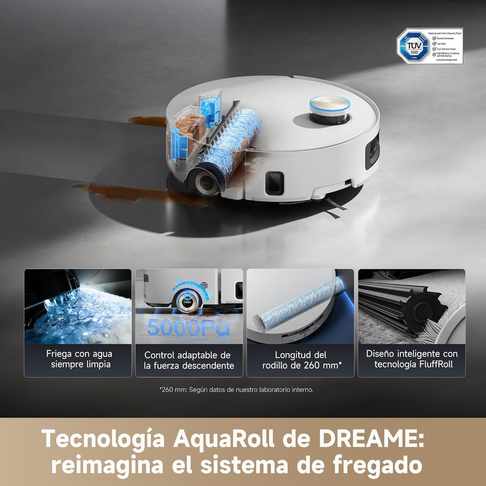 Dreame – Aqua10 Ultra Roller Complete Robot aspirador y fregasuelos blanco con base automática para hogar