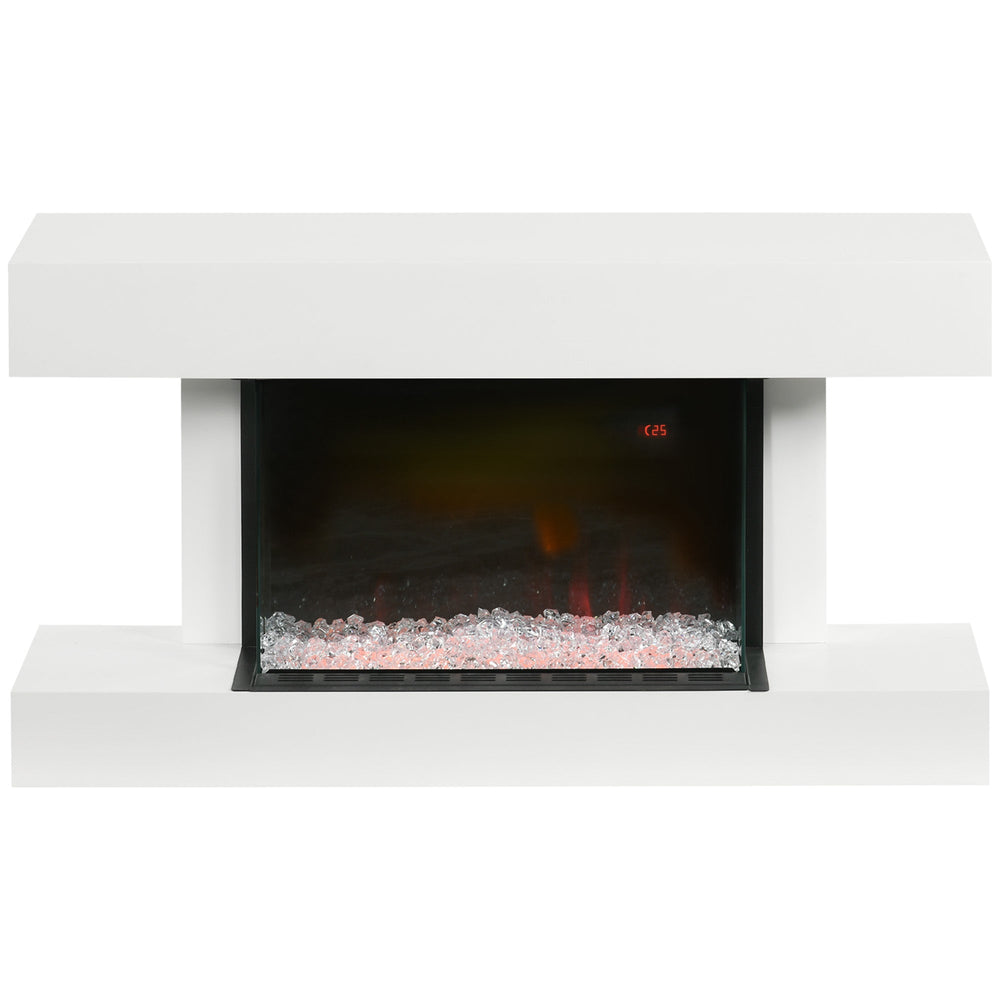 Chimenea Eléctrica 1000W/2000W con Temperatura Ajustable Silencioso Temporizador 15-25 m² 98x27x54,5 cm Blanco