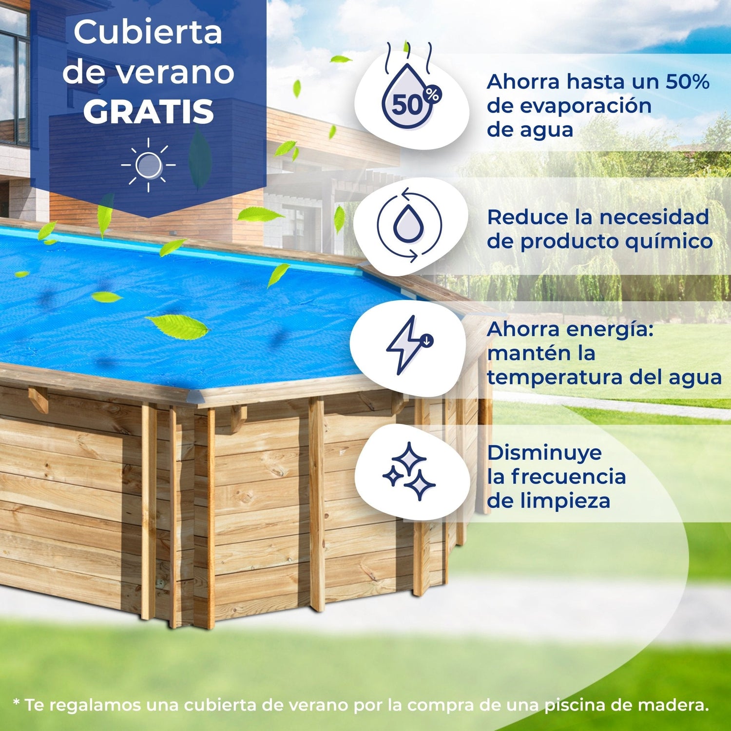 Piscina elevada de madera Gre Safran 2 ovalada 620x395x136