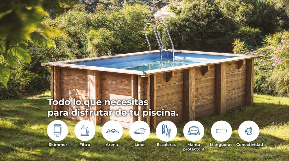 Piscina elevada de madera Gre Safran 2 ovalada 620x395x136