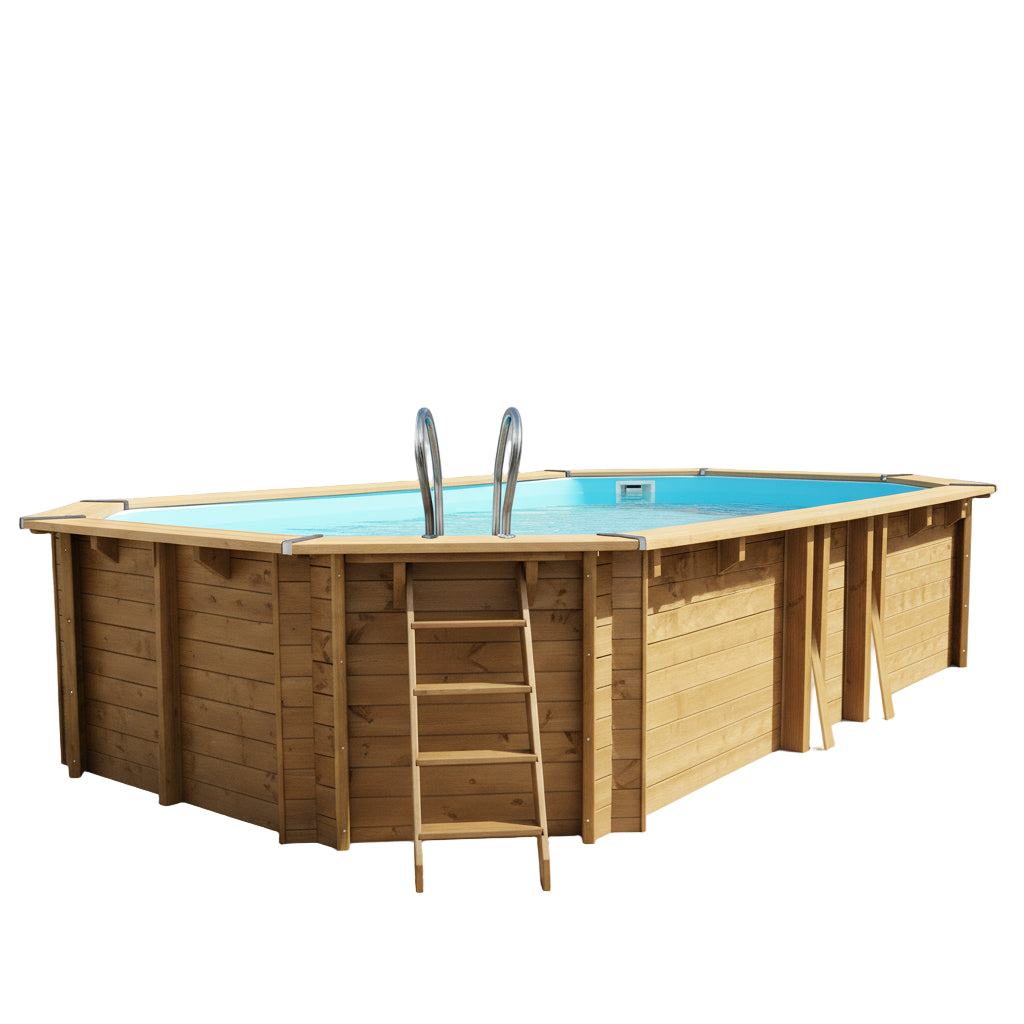 Piscina elevada de madera Gre Safran 2 ovalada 620x395x136