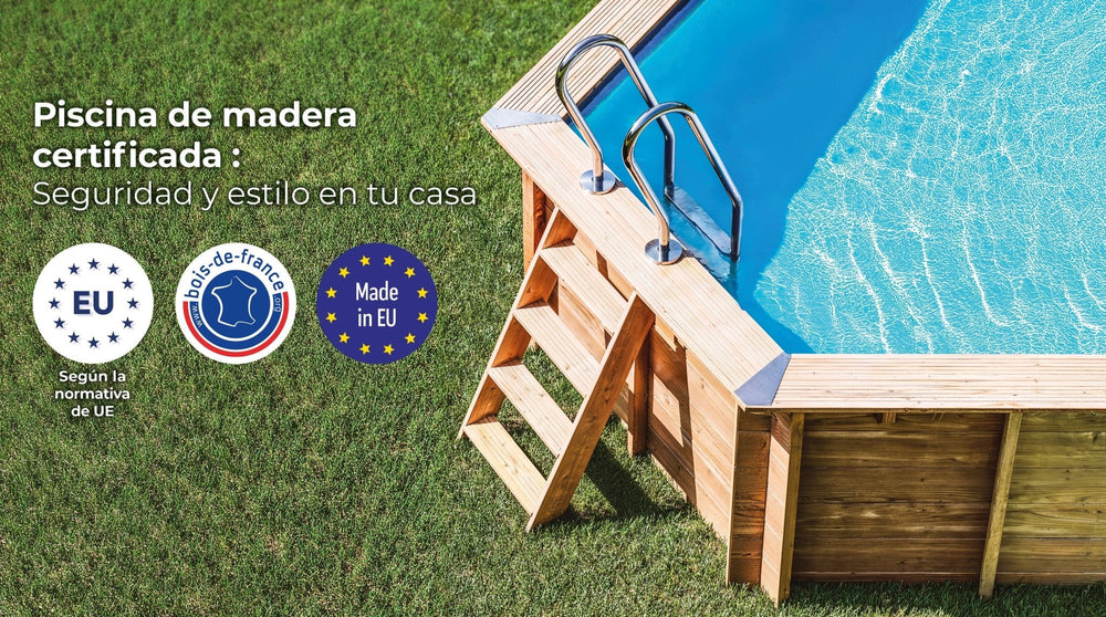 Piscina elevada de madera Gre Safran 2 ovalada 620x395x136
