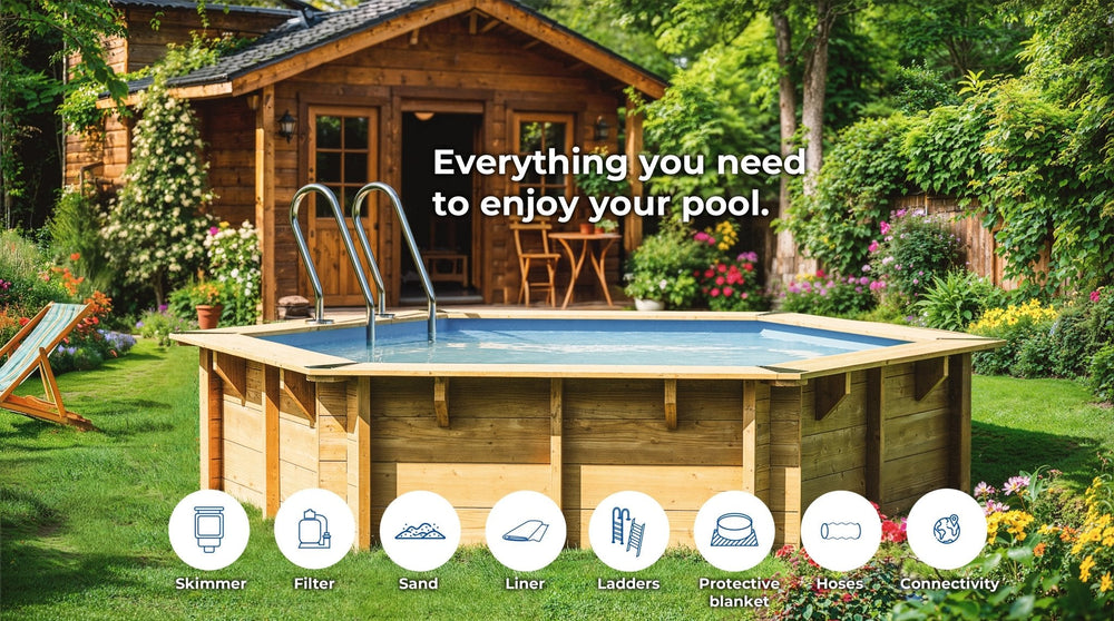 Piscina elevada de madera Gre Sunbay Bambu 535x335x130