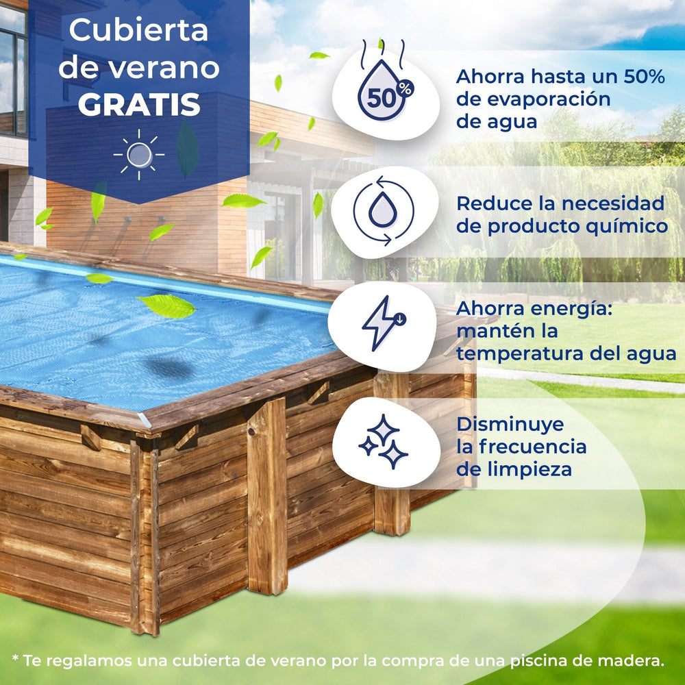 Piscina elevada de madera Gre Sunbay Vermela 672x472x146