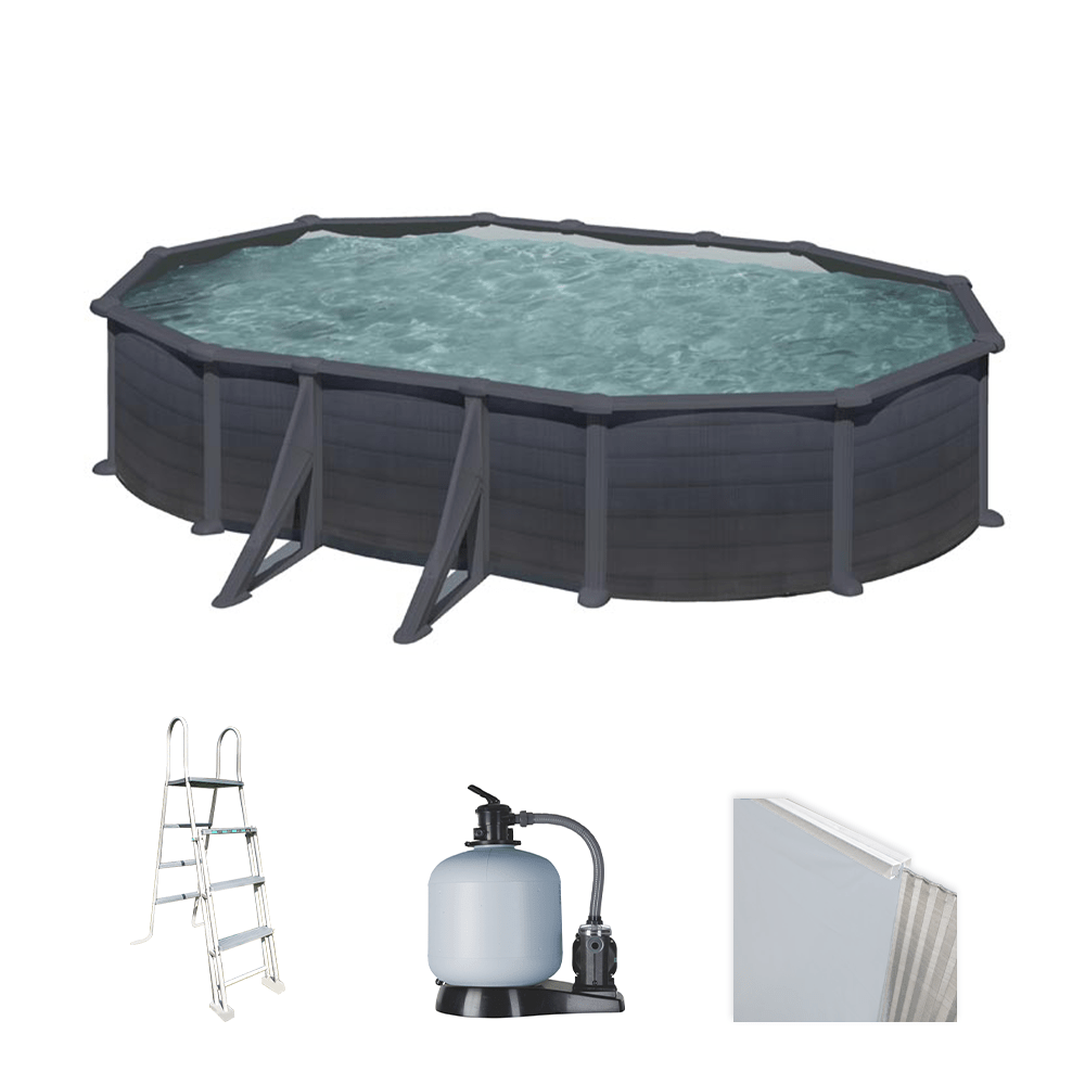 Piscina elevada Gre Ovalada antracita 120cm de altura