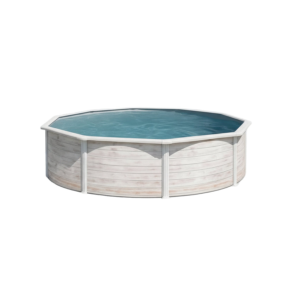 Piscina elevada imitación madera Gre Groenlandia circular