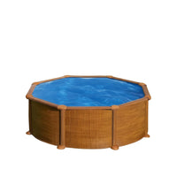 Piscina elevada imitación madera Gre Mauritius Plus circular