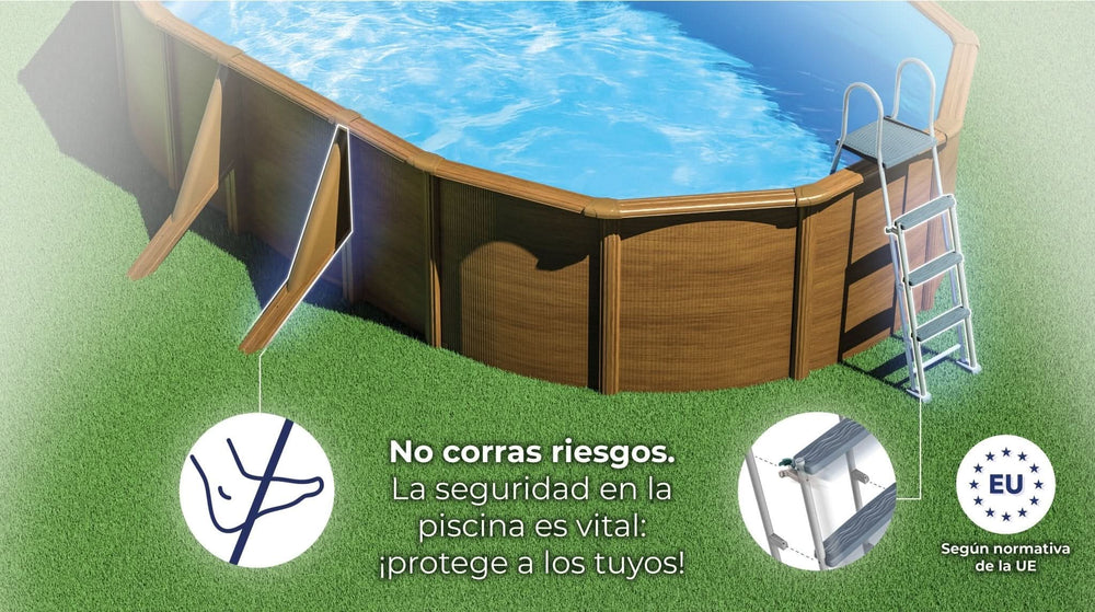 Piscina elevada Imitación Madera Gre Pacific Ovalada Imitación Madera