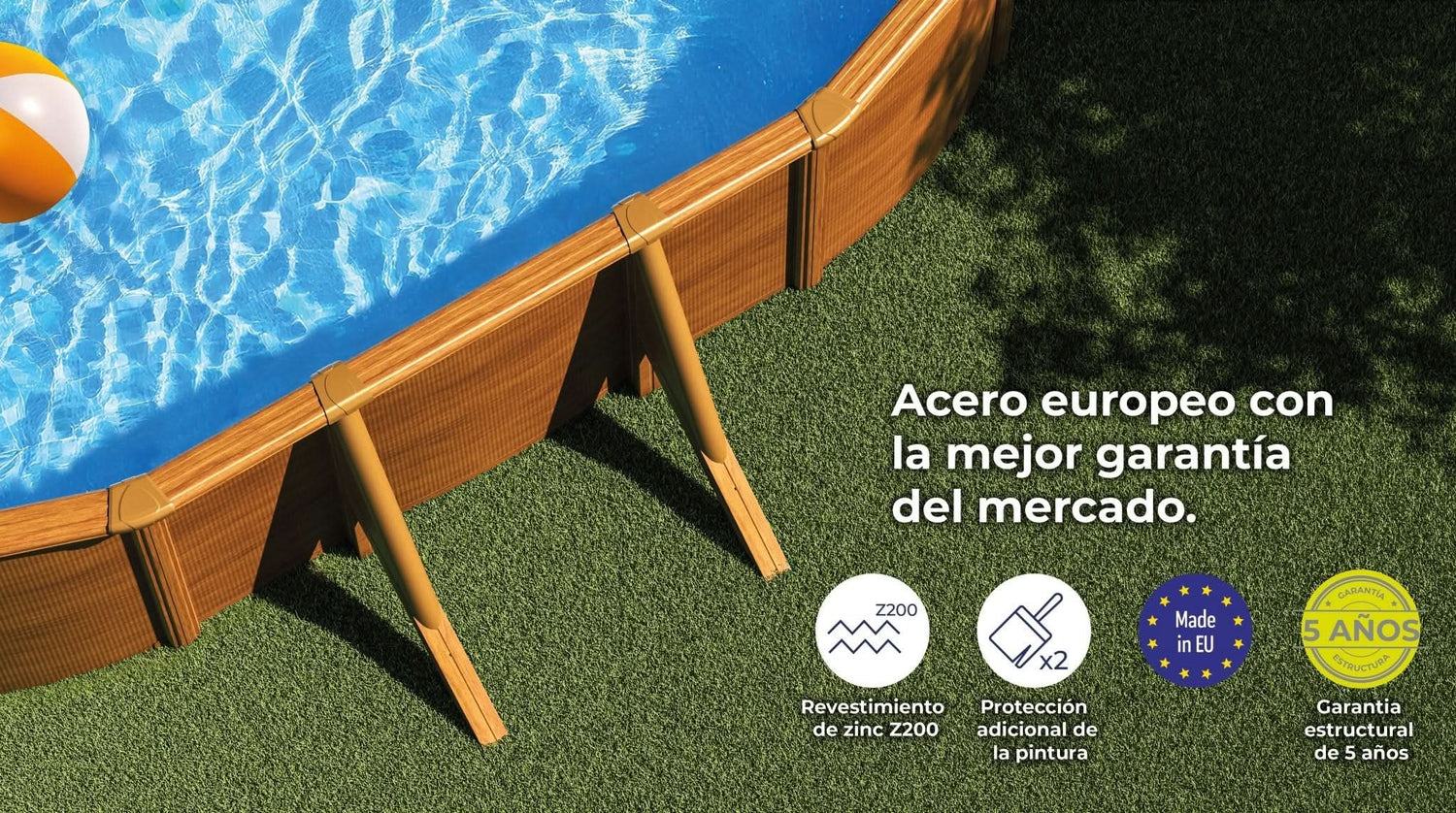 Piscina elevada Imitación Madera Gre Pacific Ovalada Imitación Madera